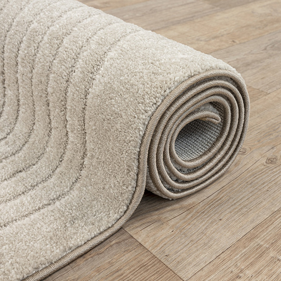 Beige Kurzflor Teppich Geometrisch passend für Wohnraum und Flur Kollektion MUOTA_