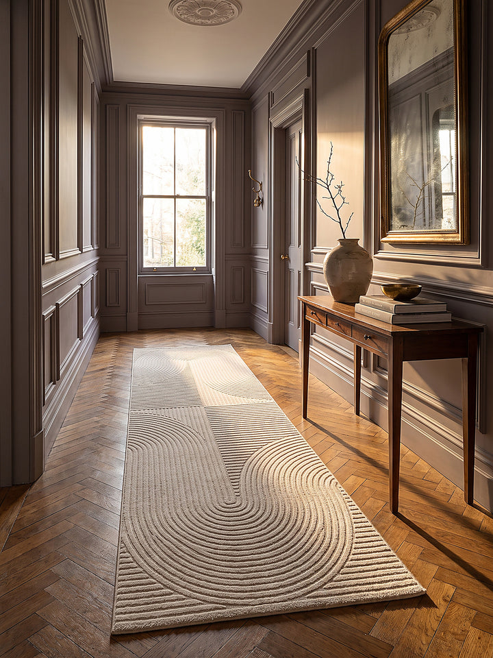 Teppich Beige Läufer im modernen Wohnzimmer_
