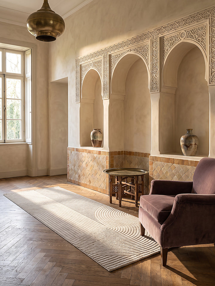 Teppich Beige Läufer gemütliche Wohnszene_