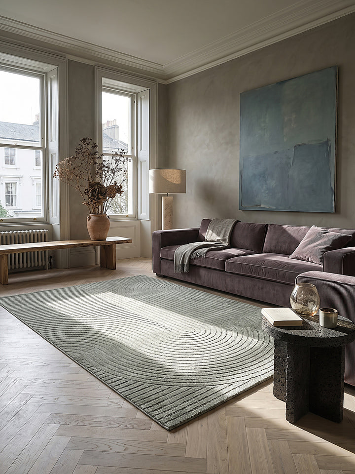 Teppich Grün rechteckig im modernen Wohnzimmer_