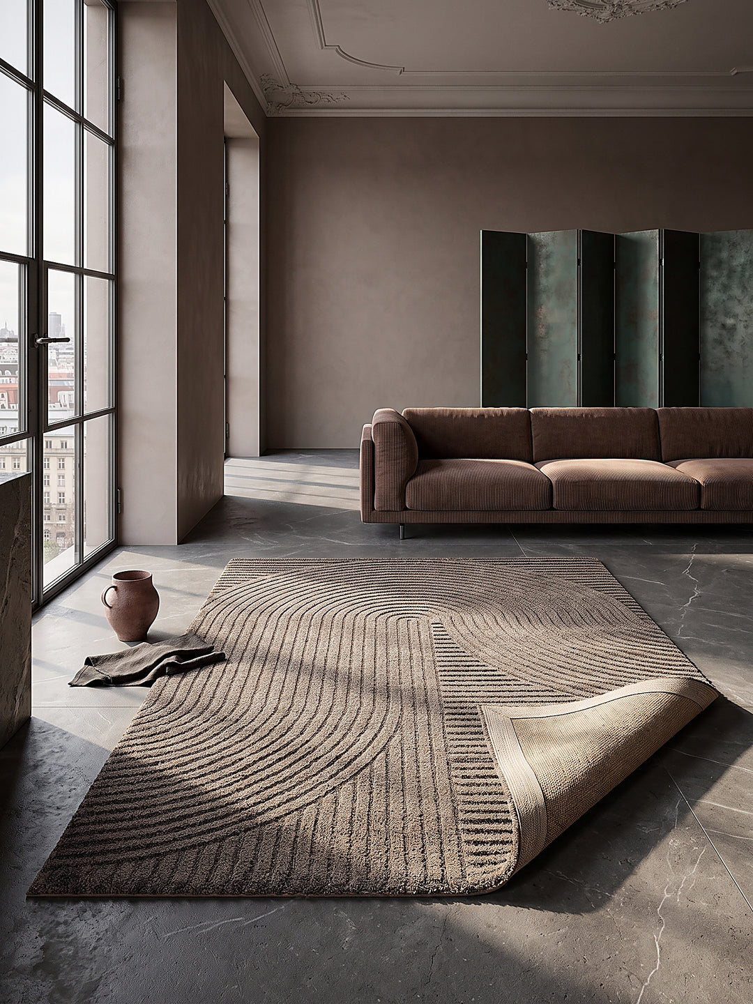 Teppich Braun rechteckig Editorial Styling_