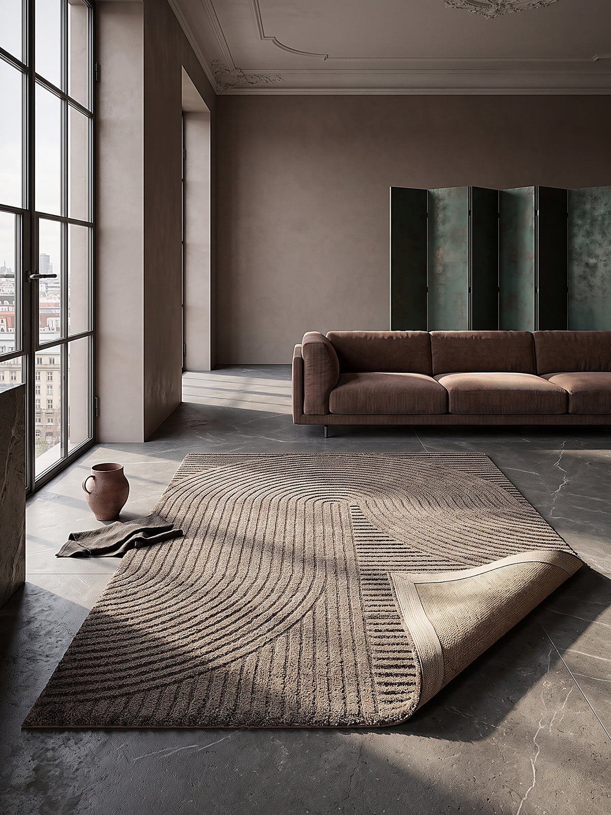 Teppich Braun rechteckig Editorial Styling_