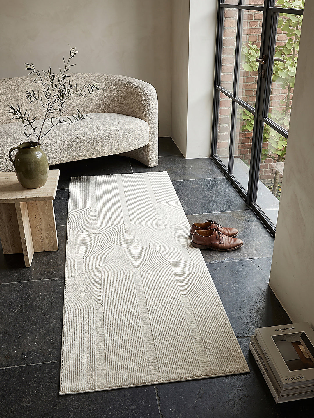 Teppich Creme Läufer Draufsicht_