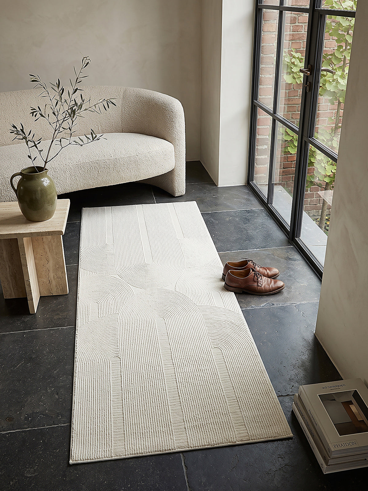 Teppich Creme Läufer Draufsicht_