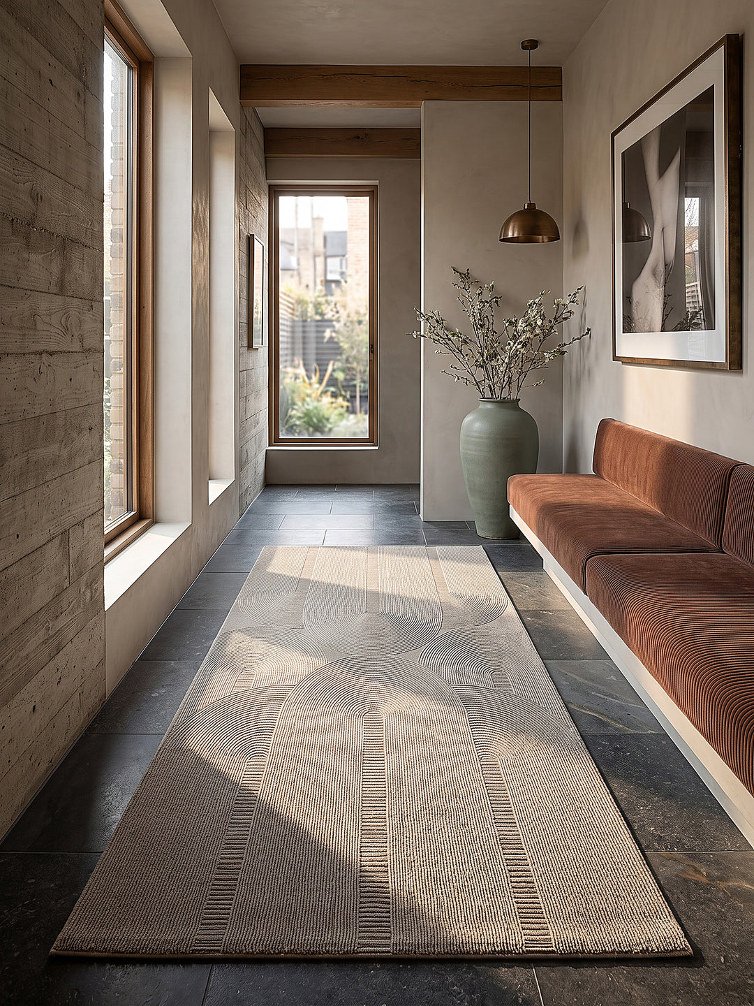 Teppich Beige Läufer im modernen Wohnzimmer_