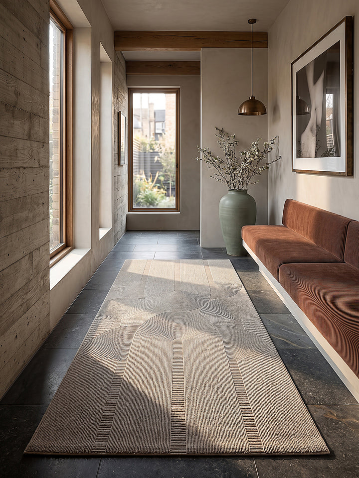 Teppich Beige Läufer im modernen Wohnzimmer_