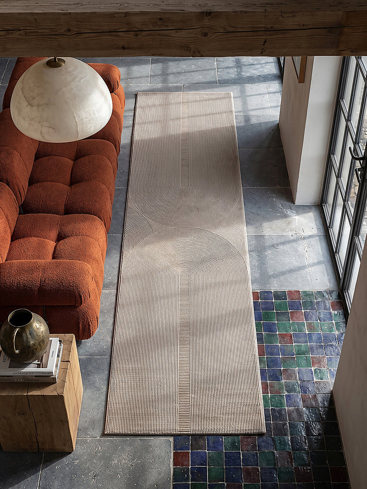 Teppich Beige Läufer Draufsicht_