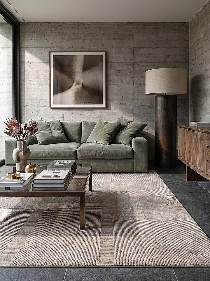 Teppich Beige rechteckig Editorial Styling_