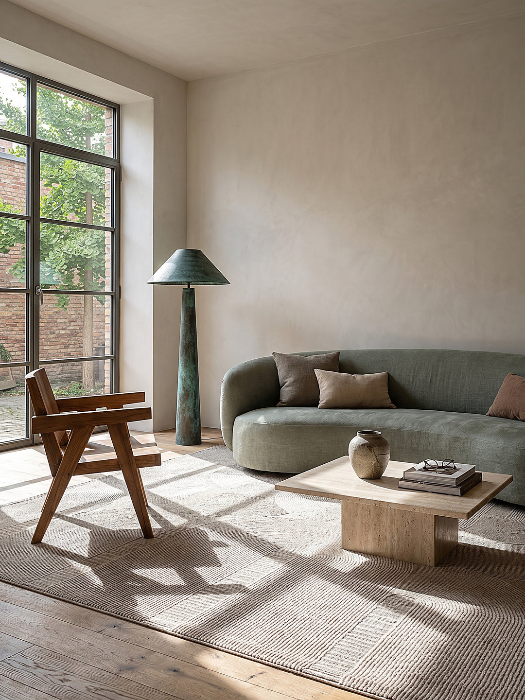Teppich Beige rechteckig Draufsicht_