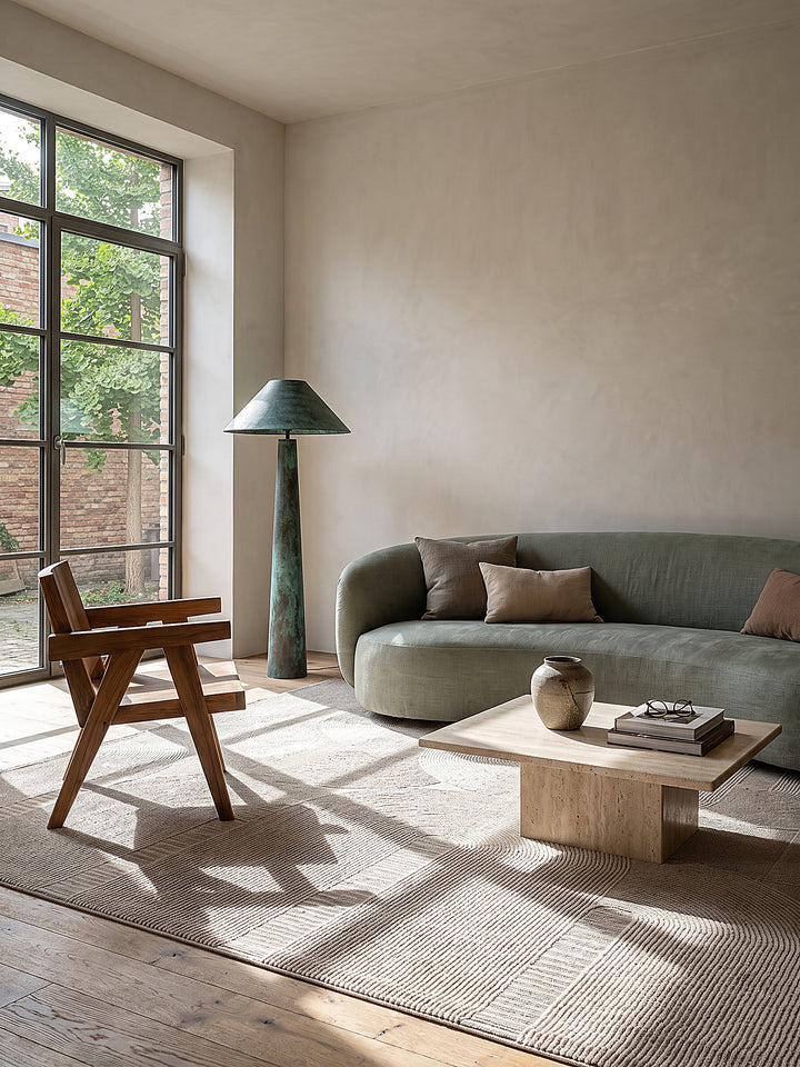 Teppich Beige rechteckig Draufsicht_