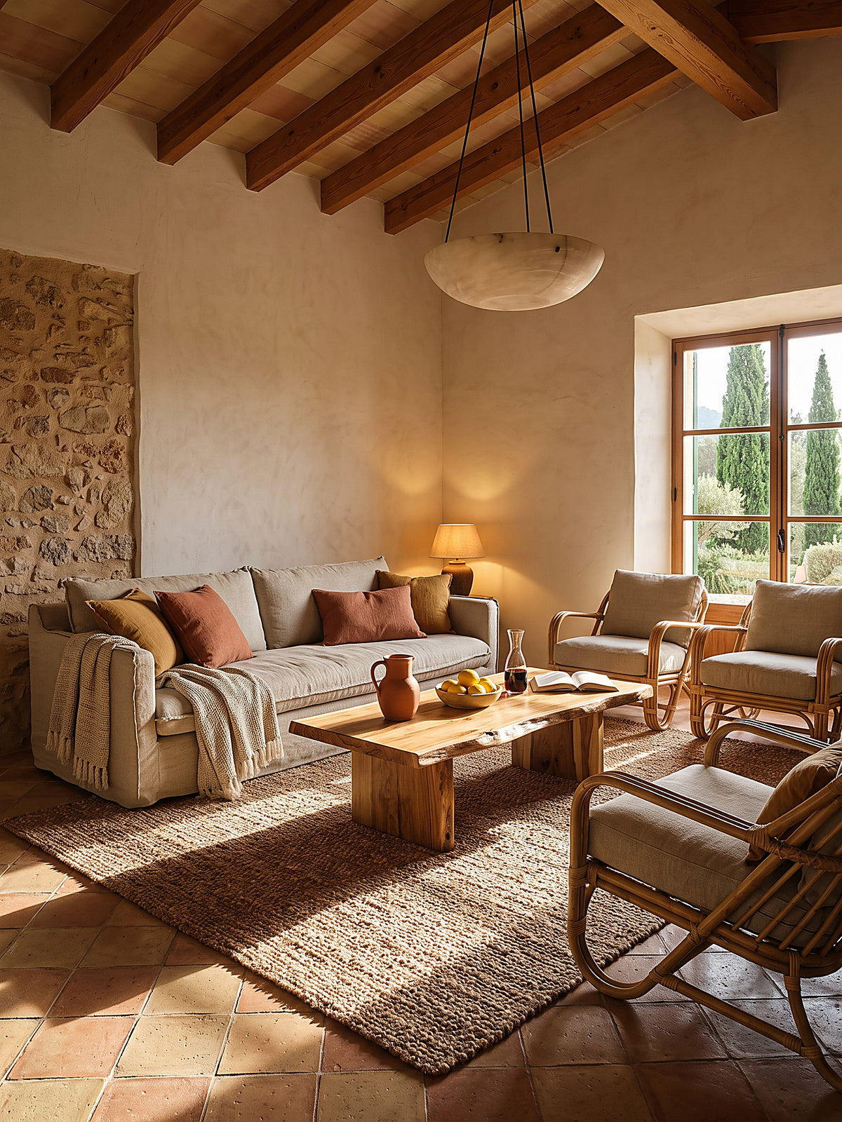 Teppich Natur rechteckig im modernen Wohnzimmer_