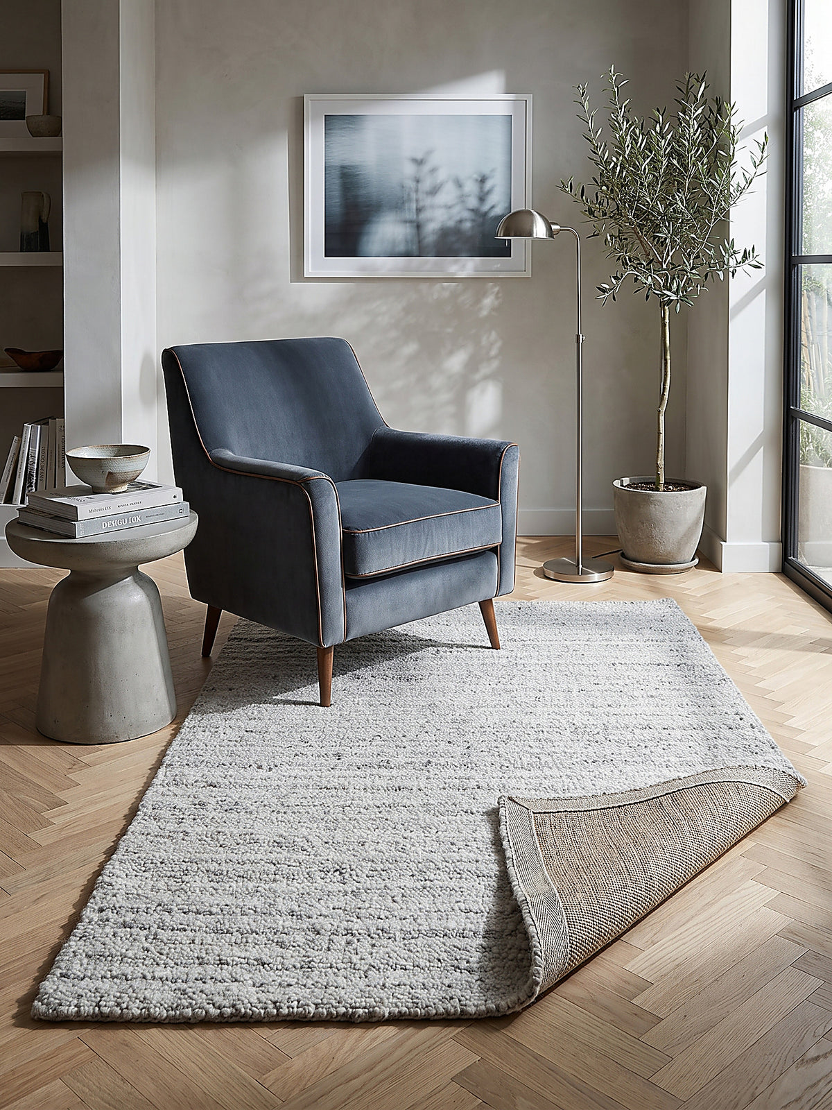 Teppich Hellgrau rechteckig Editorial Styling_
