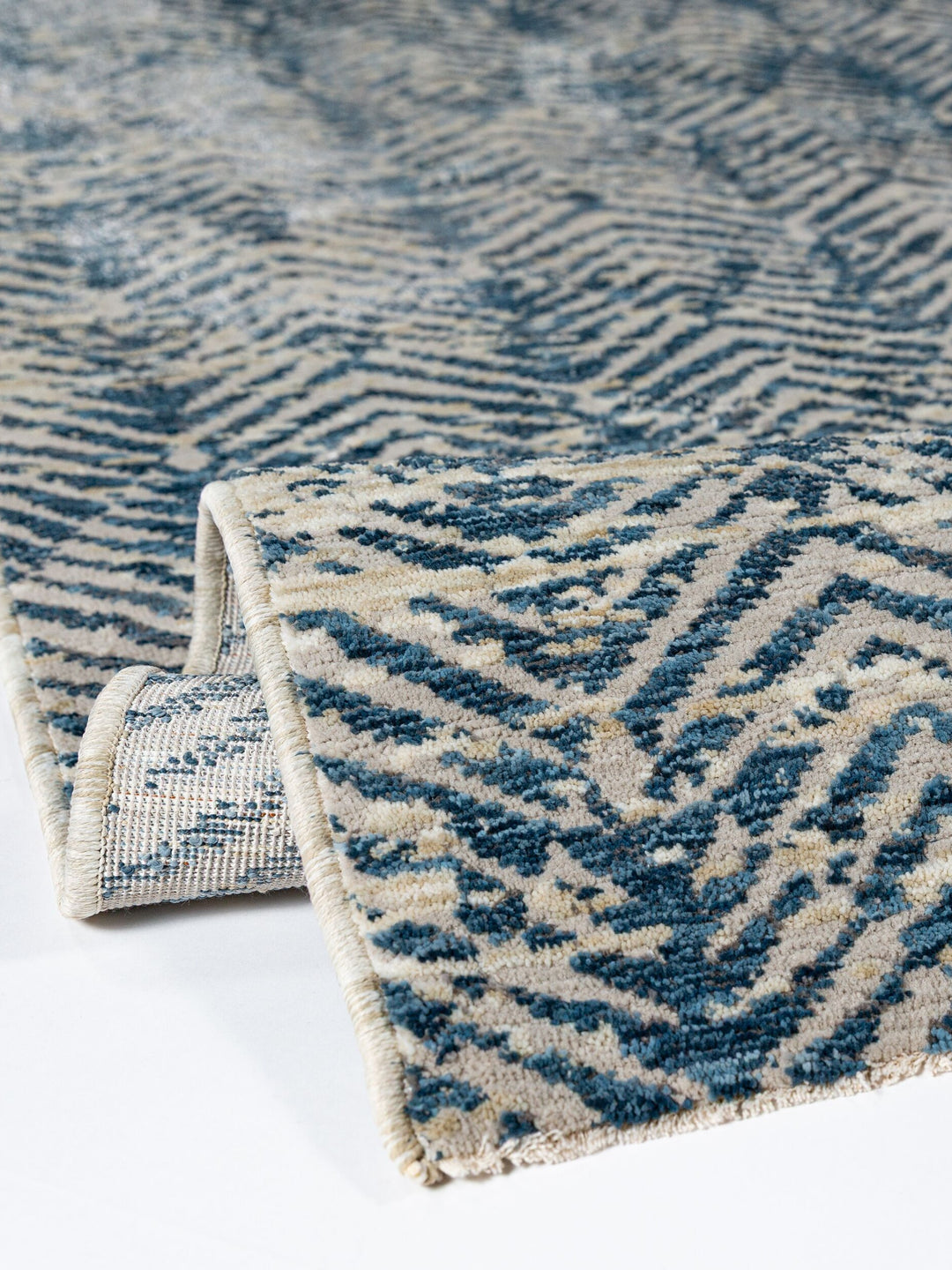Teppich Natur-Blau rechteckig Polyester Einrichtung Wohnidee Bodenbelag CROAL_