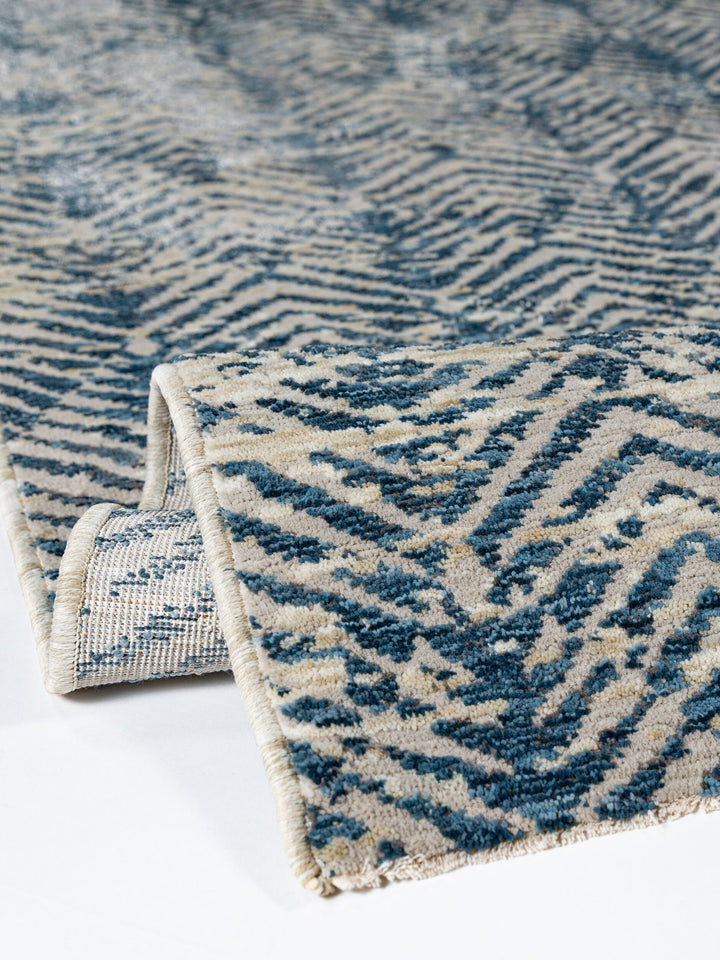 Teppich Natur-Blau rechteckig Polyester Einrichtung Wohnidee Bodenbelag CROAL_