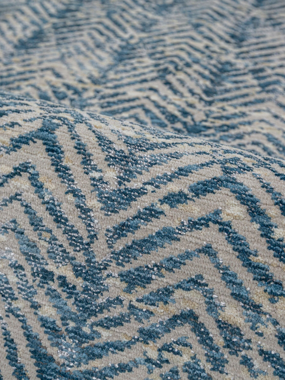 Teppich Natur-Blau rechteckig Polyester Raumgestaltung Inneneinrichtung CROAL_