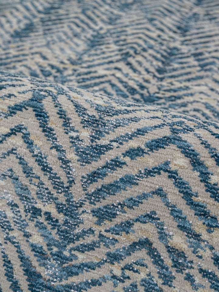 Teppich Natur-Blau rechteckig Polyester Raumgestaltung Inneneinrichtung CROAL_