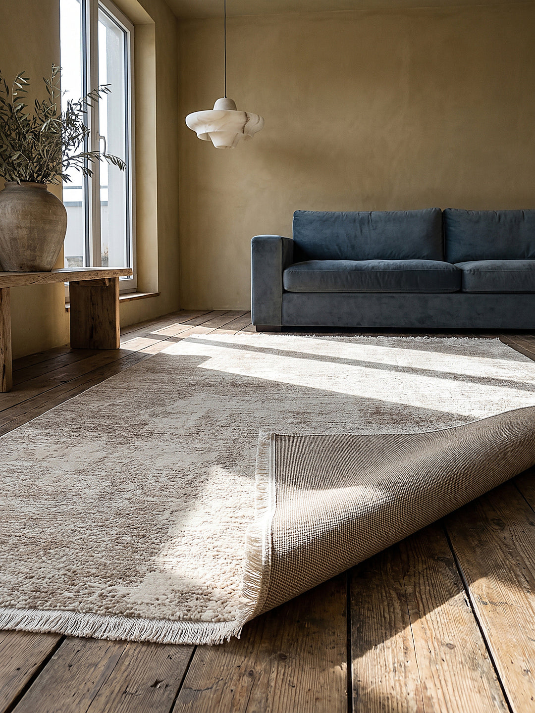 Teppich Beige rechteckig Editorial Styling_