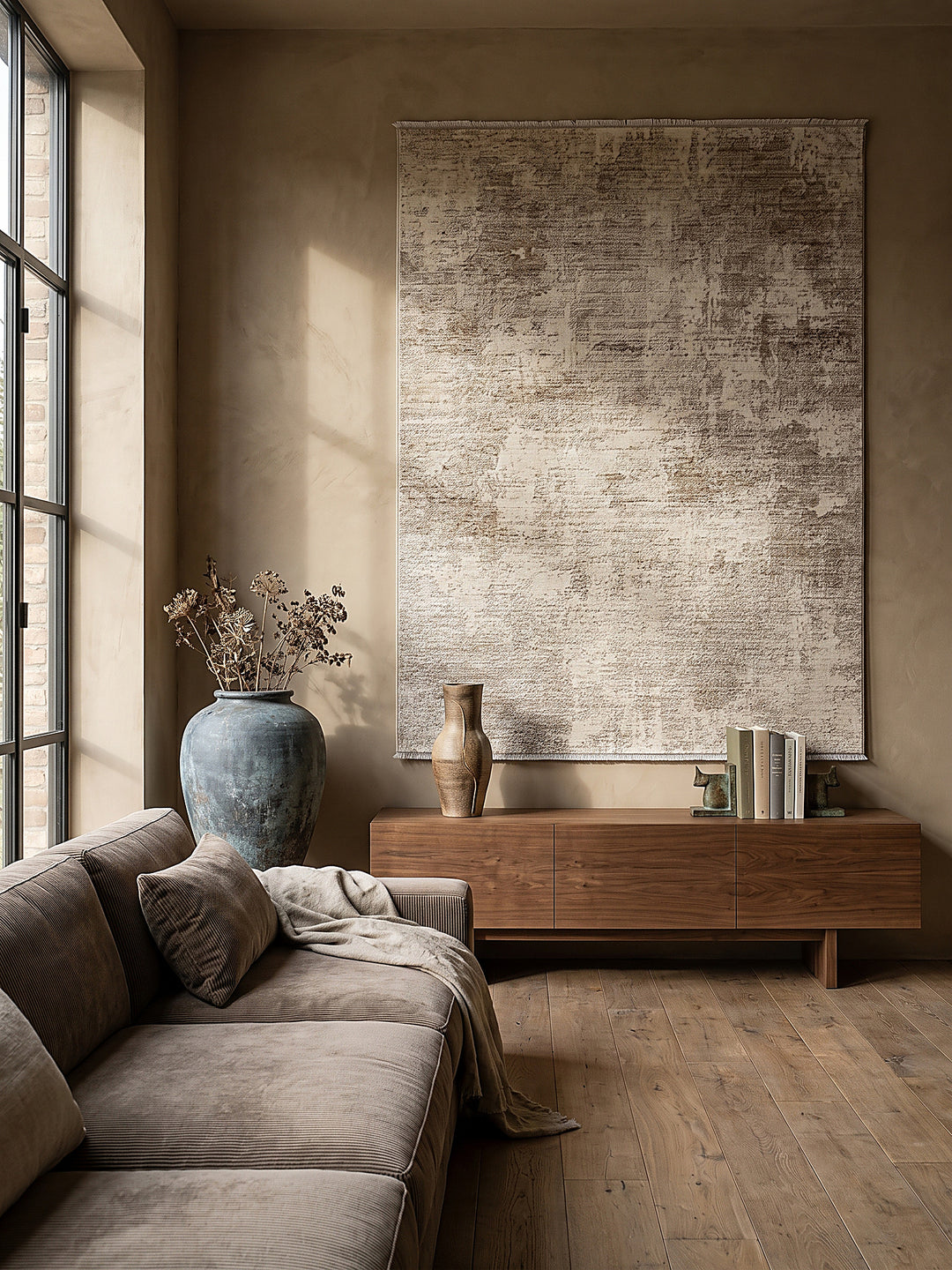Teppich Beige als Wandteppich_