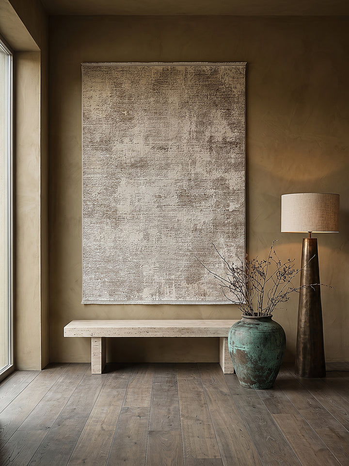 Teppich Beige als Wandteppich_