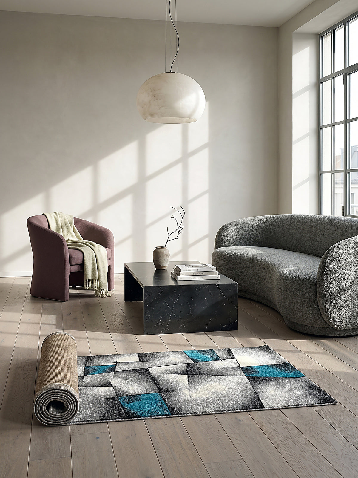Teppich Türkis Läufer Editorial Styling_