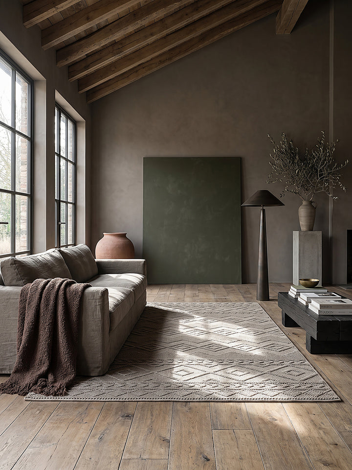 Teppich Beige rechteckig im modernen Wohnzimmer_
