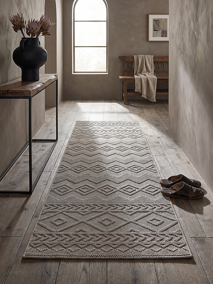 Teppich Beige Läufer Draufsicht_