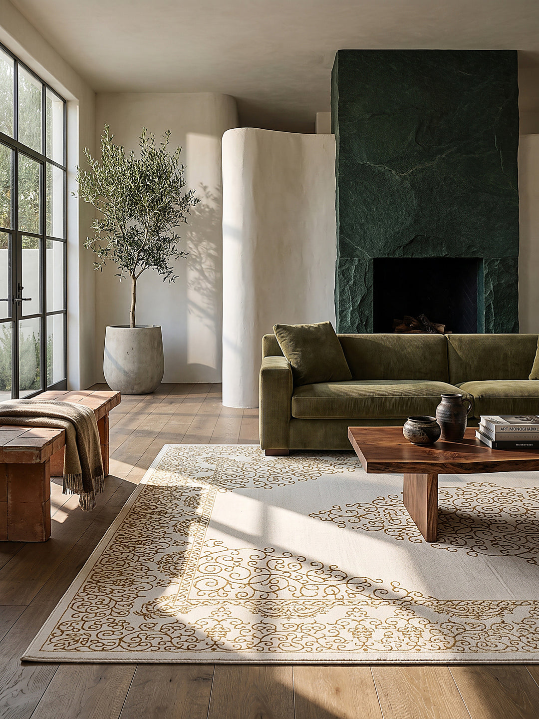 Teppich Creme rechteckig Editorial Styling_