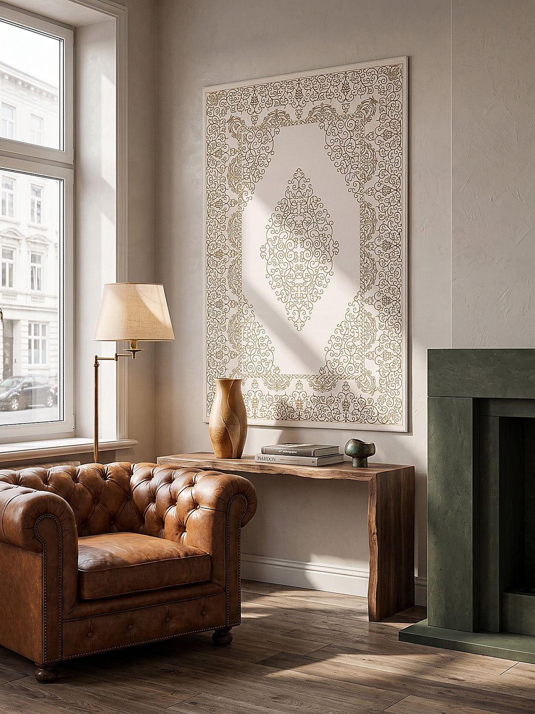Teppich Creme als Wandteppich_