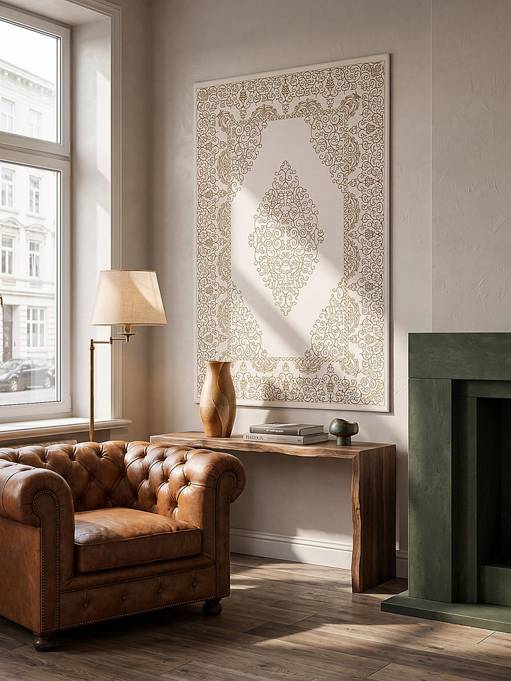 Teppich Creme als Wandteppich_