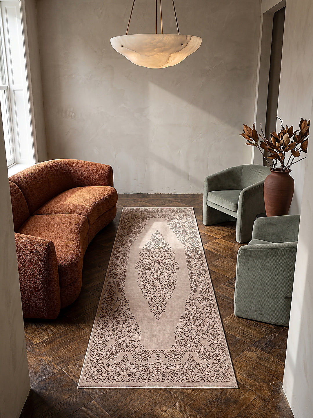 Teppich Beige Läufer Draufsicht_
