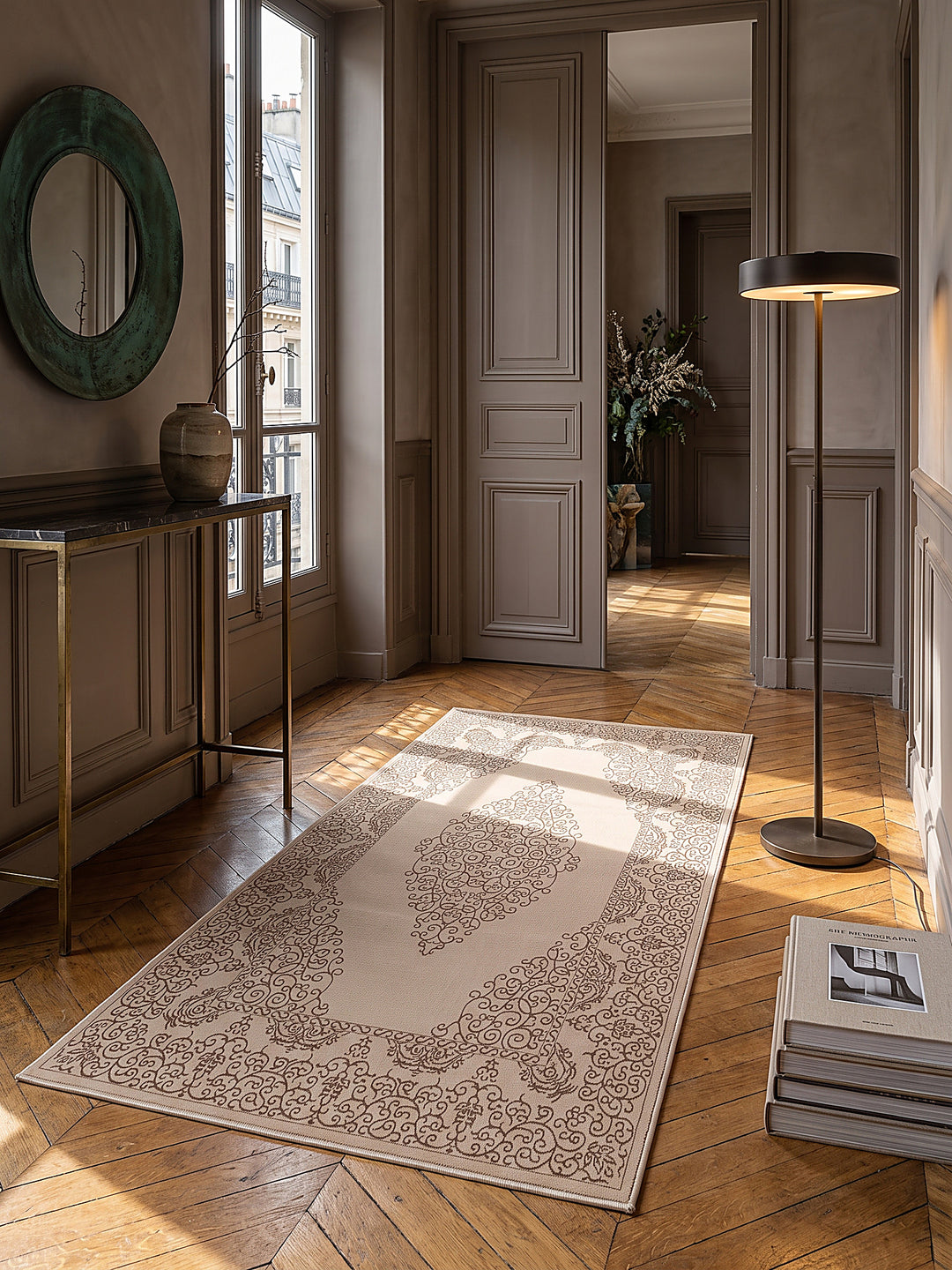 Teppich Beige Läufer im modernen Wohnzimmer_