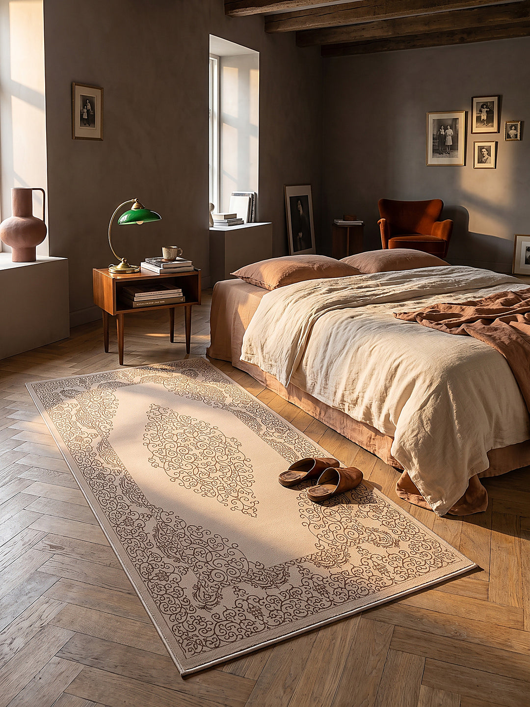 Teppich Beige Läufer gemütliche Wohnszene_