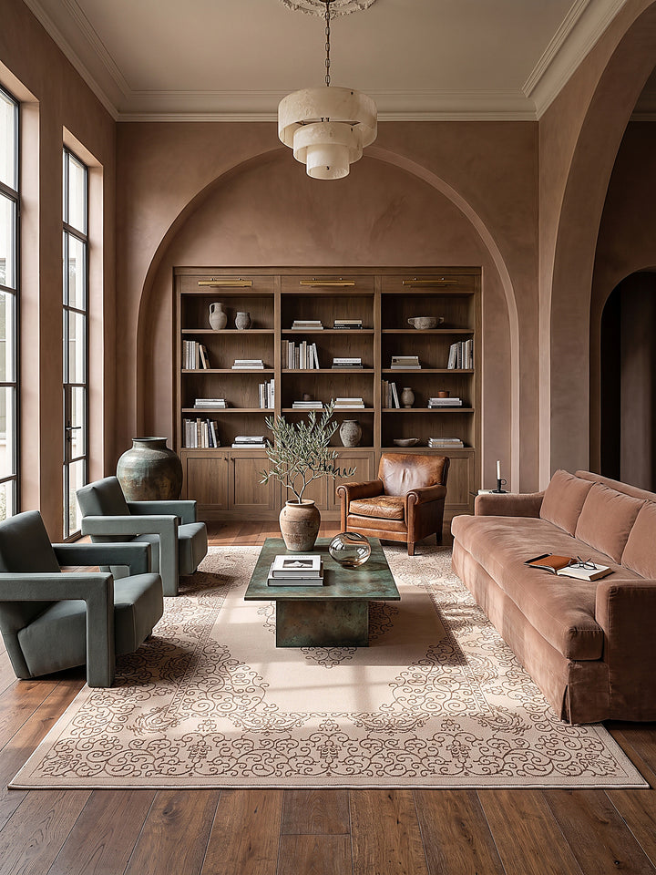 Teppich Beige rechteckig im modernen Wohnzimmer_