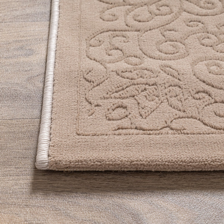 Teppich Beige rechteckig Polyester Einrichtung Wohnidee Bodenbelag ERESMA_