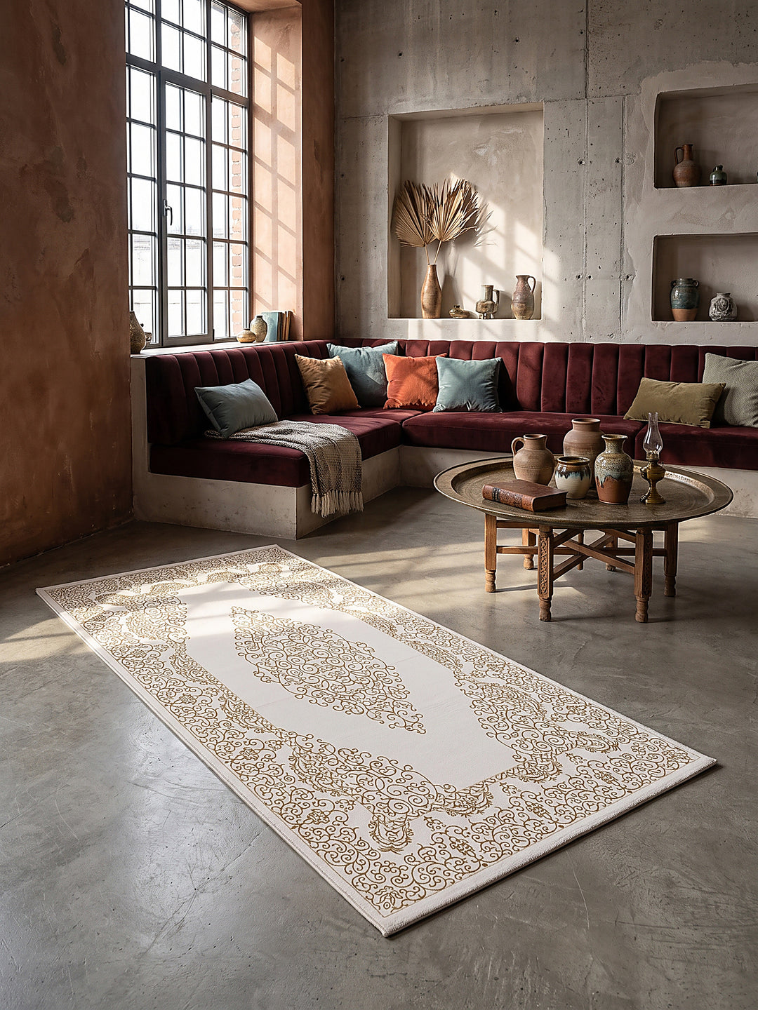 Teppich Creme Läufer im modernen Wohnzimmer_