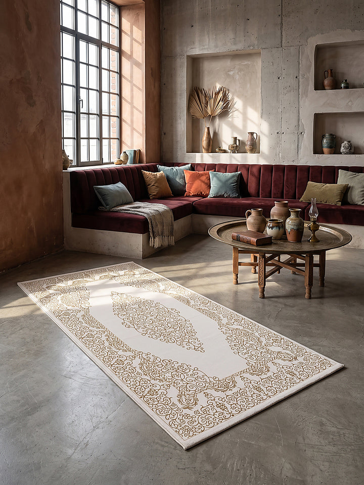 Teppich Creme Läufer im modernen Wohnzimmer_