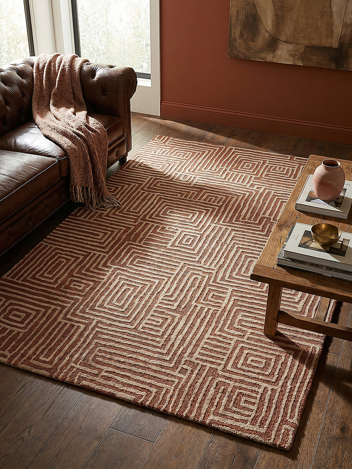 Teppich Terrakotta rechteckig Musteransicht von oben Designkollektion_