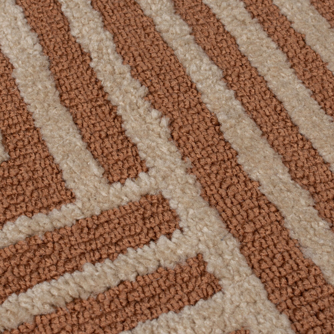 Teppich Kurzflor Labyrinth Muster - Geometrisch - Wohnzimmer_Terrakotta_Läufer_