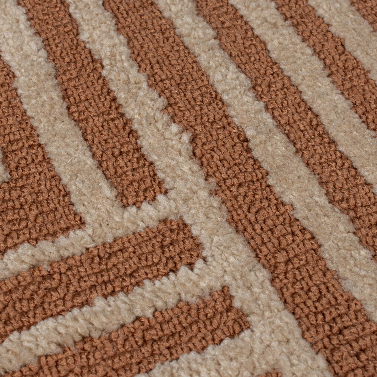 Teppich Kurzflor Labyrinth Muster - Geometrisch - Wohnzimmer Terrakotta Läufer