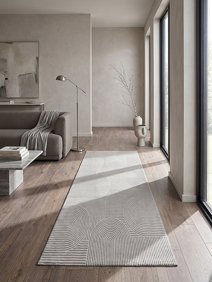 Teppich Grau Läufer im modernen Wohnzimmer_