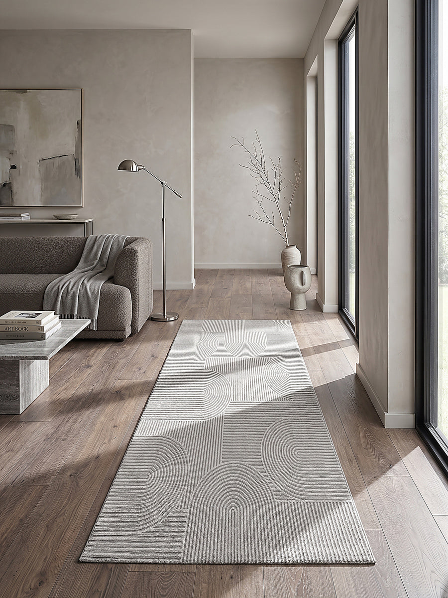 Teppich Grau Läufer im modernen Wohnzimmer_