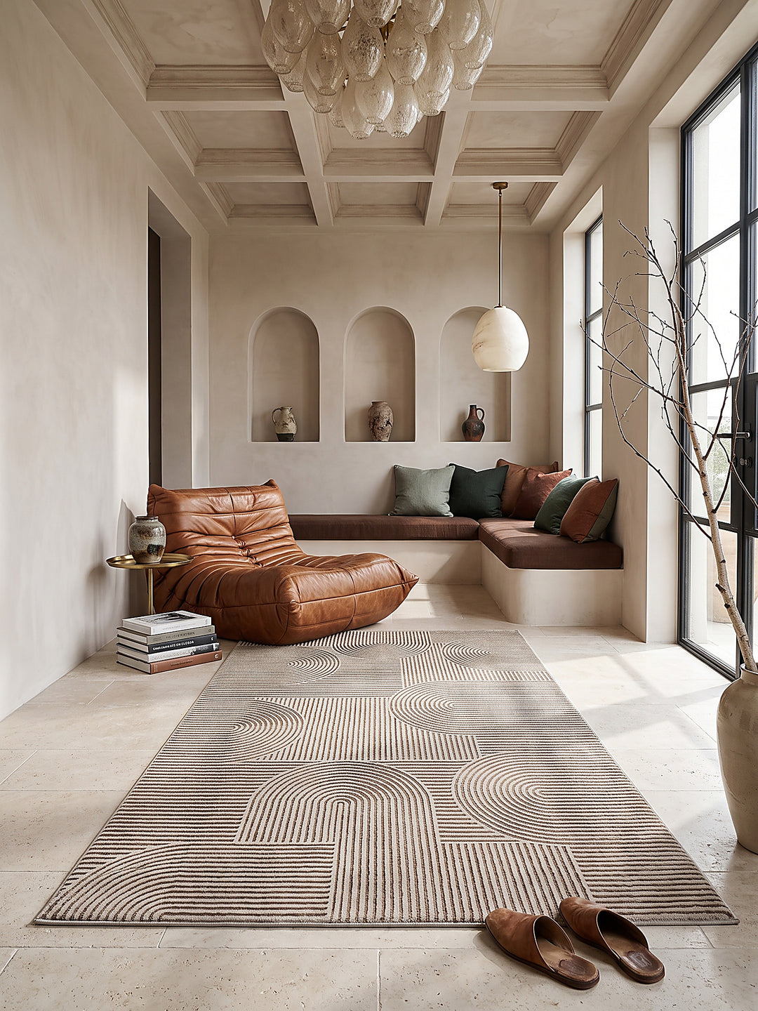 Teppich Beige Läufer Draufsicht_