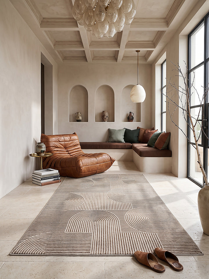 Teppich Beige Läufer Draufsicht_
