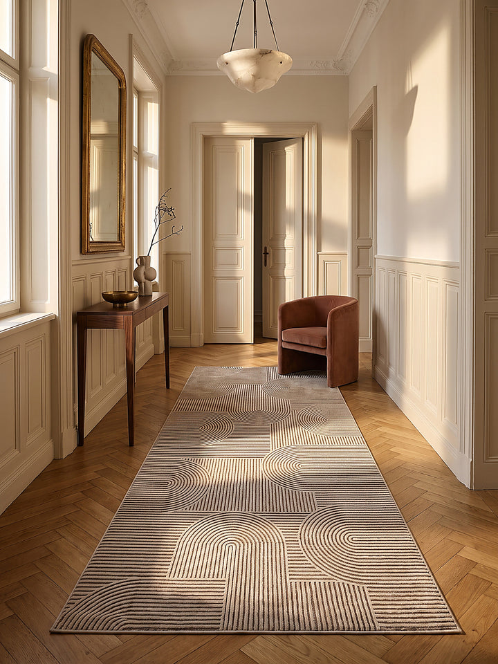 Teppich Beige Läufer im modernen Wohnzimmer_