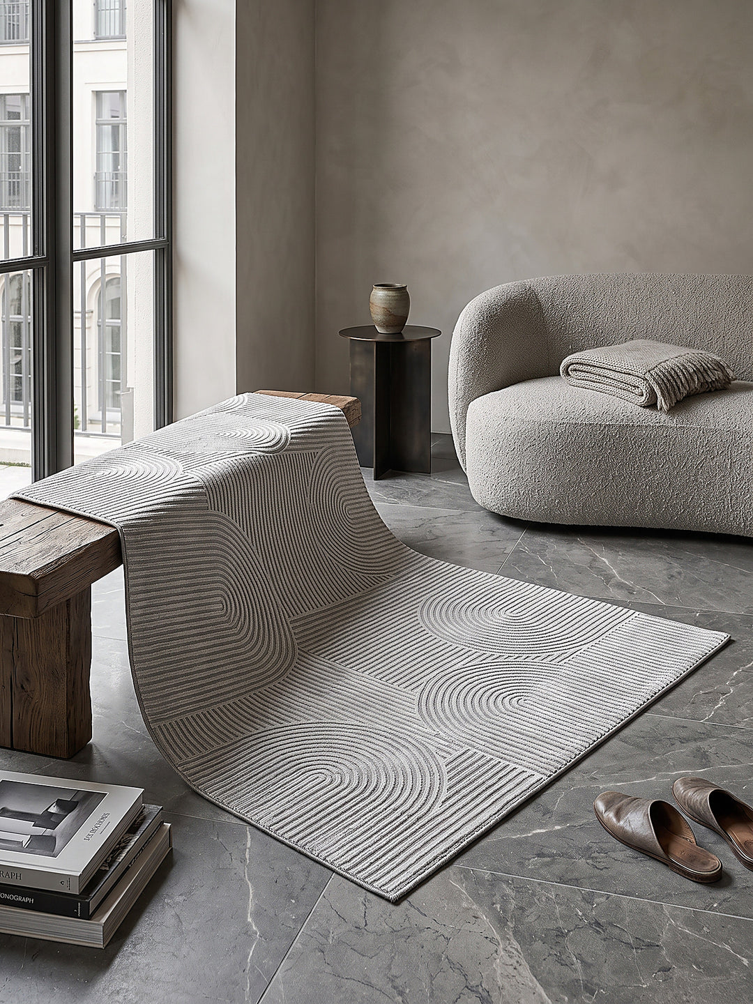 Teppich Grau rechteckig Editorial Styling_