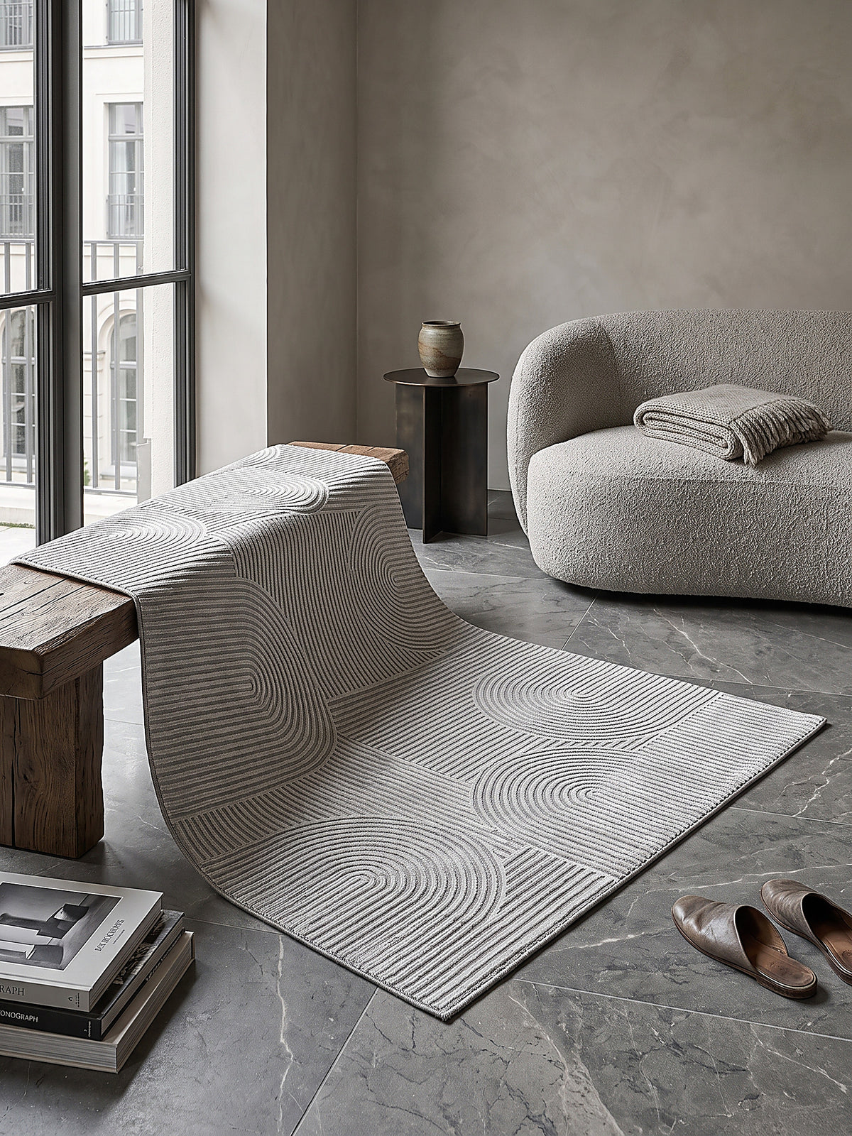 Teppich Grau rechteckig Editorial Styling_