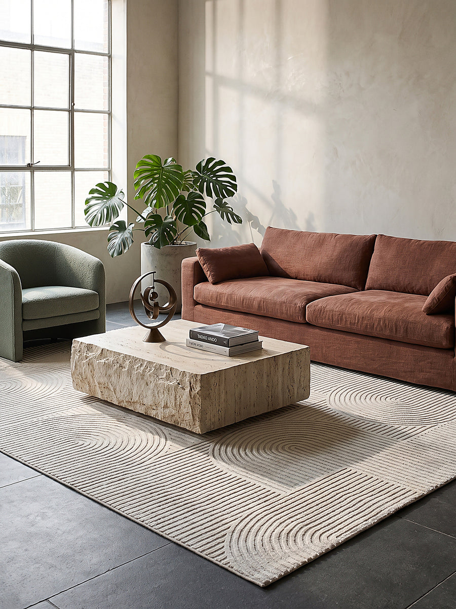Teppich Creme rechteckig Editorial Styling_