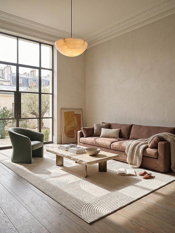 Teppich Creme rechteckig im modernen Wohnzimmer_