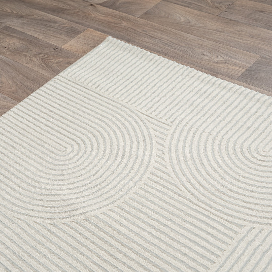 Teppich Creme rechteckig Polyester Einrichtung Wohnidee Bodenbelag ERESMA_