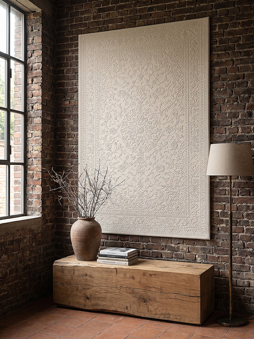 Teppich Creme als Wandteppich_
